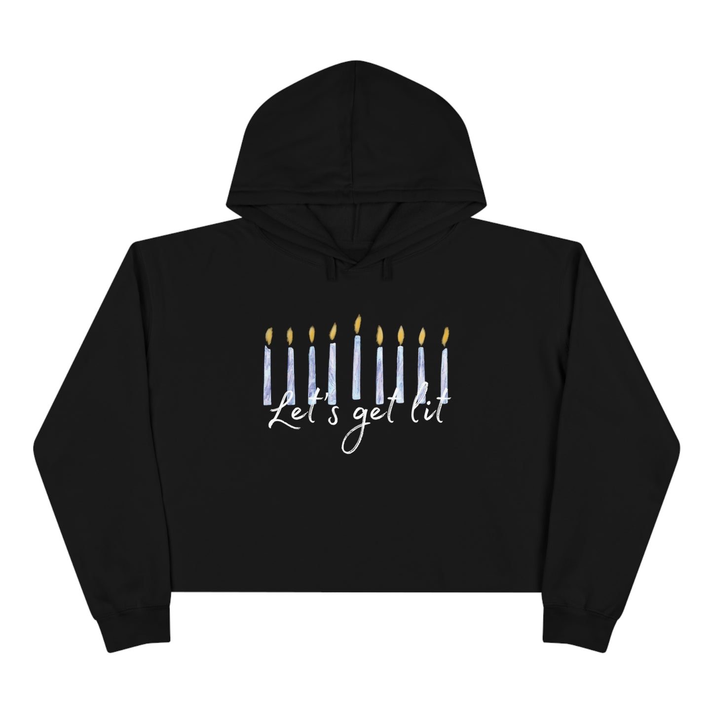 "Let's Get Lit" Cropped Hanukkah Hoodie