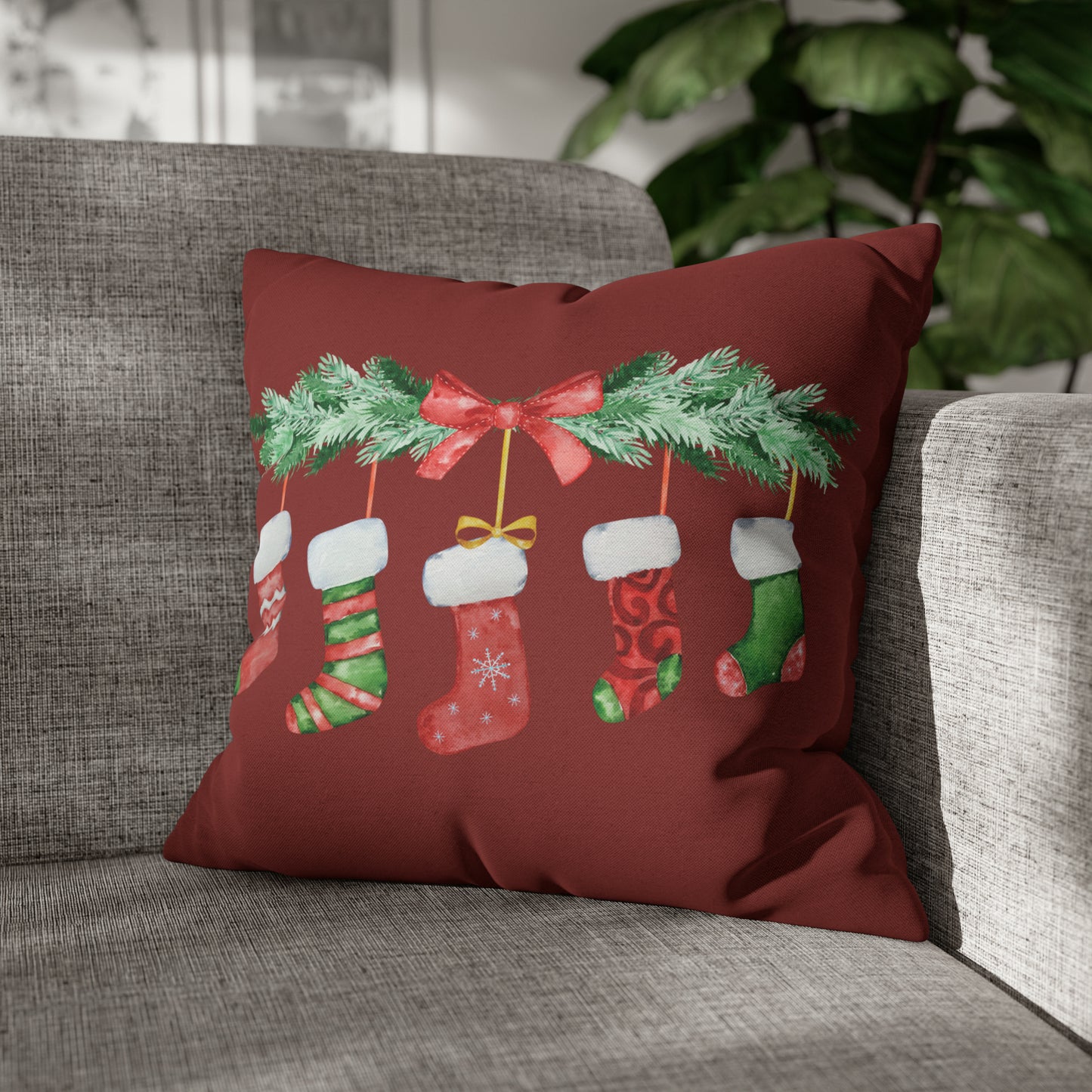 Stockings Christmas Pillow Cover, Red