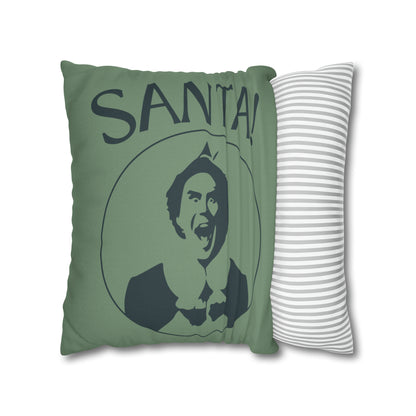 "Santa!" Elf Christmas Pillow Cover, Light Green