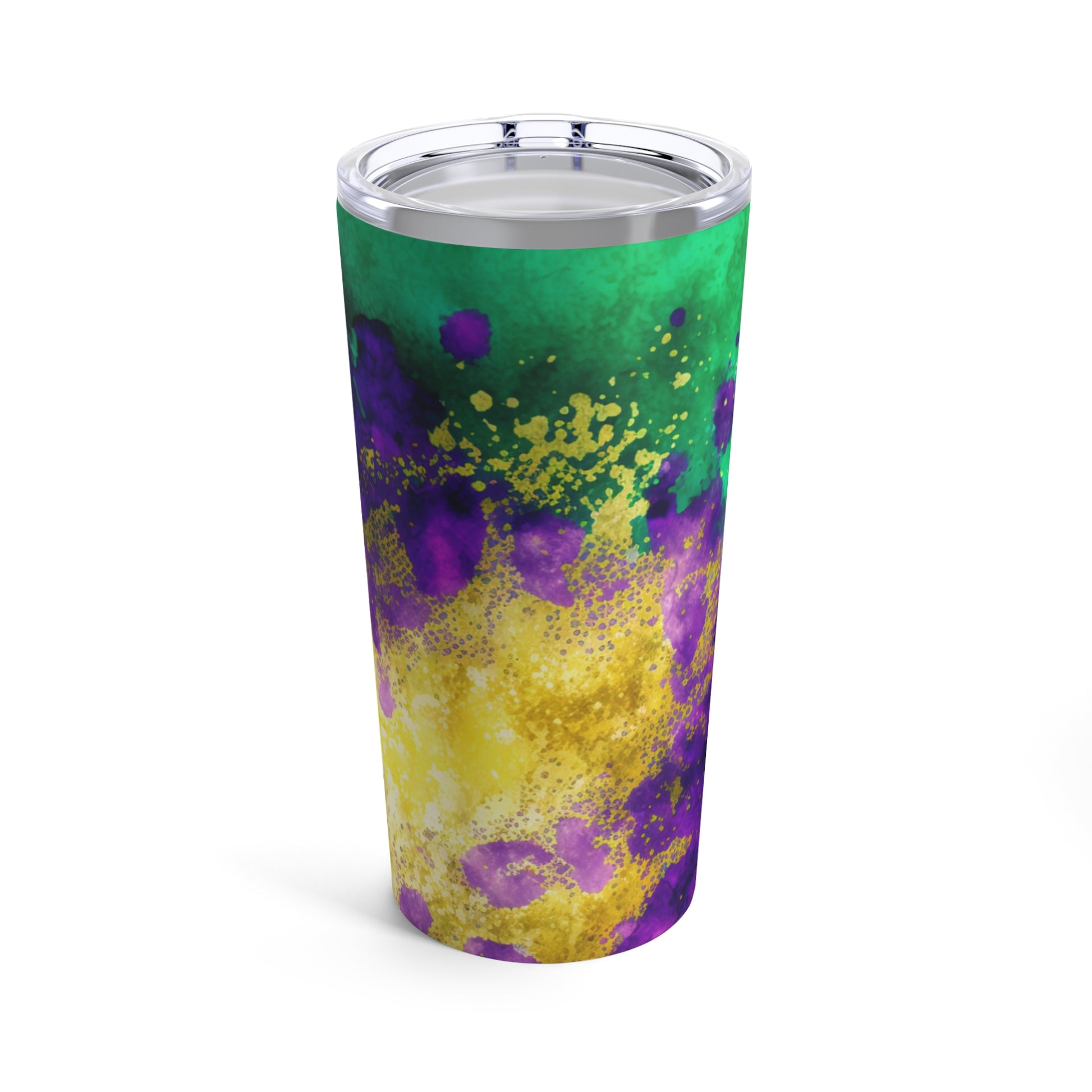 purple green and gold mardi gras themed tumbler