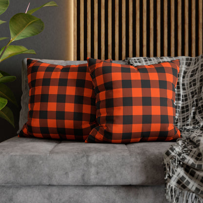 Black & Orange Gingham - Halloween Pillow Cover