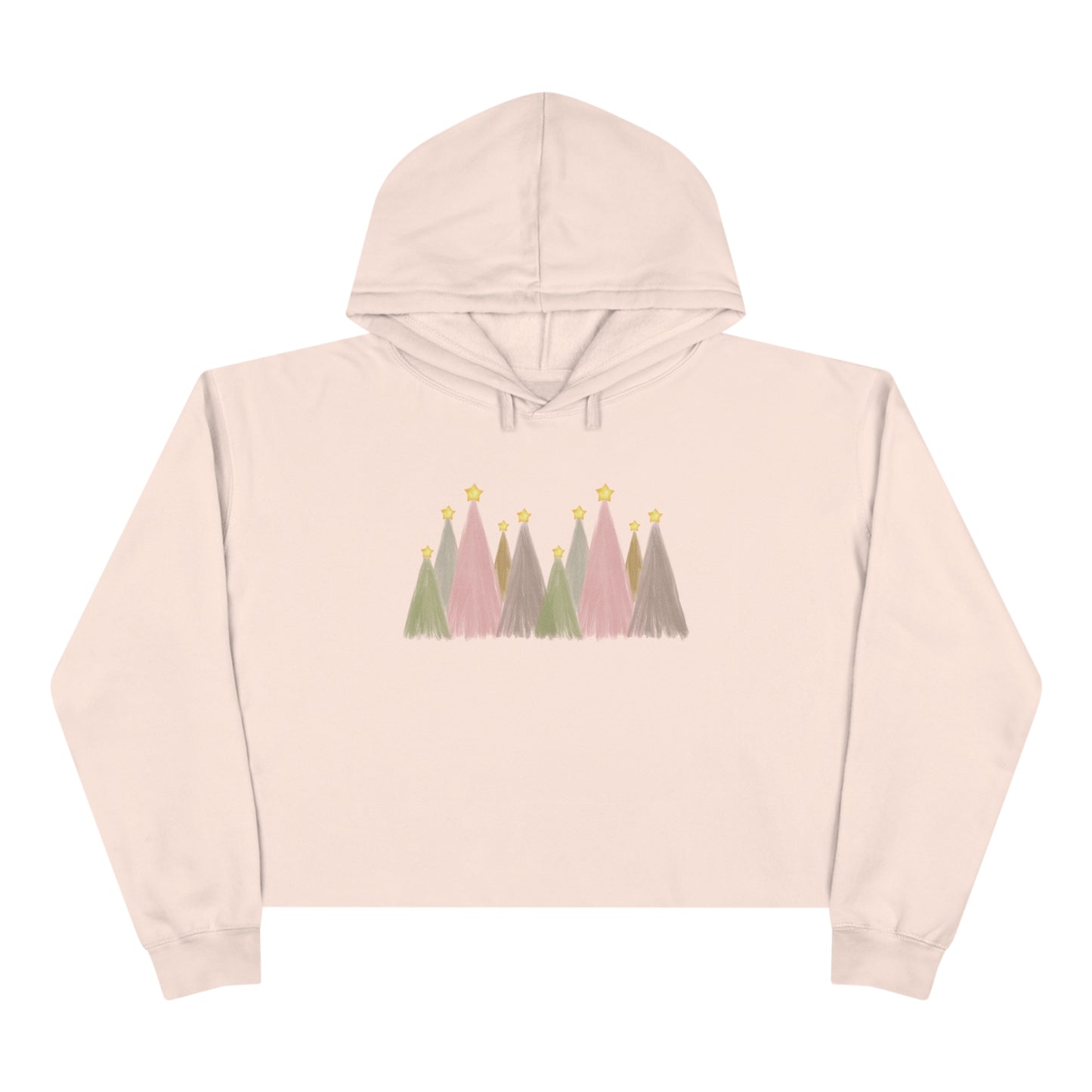 Pastel Christmas Trees Cropped Christmas Hoodie