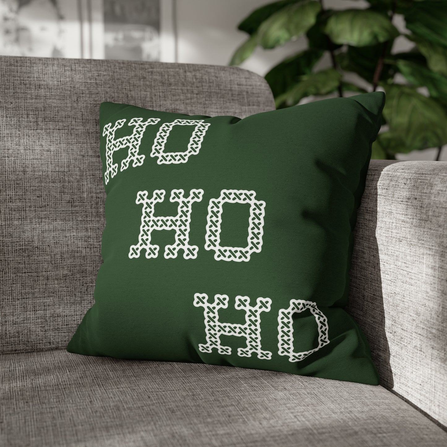 Ho Ho Ho Christmas Pillow Case, Green