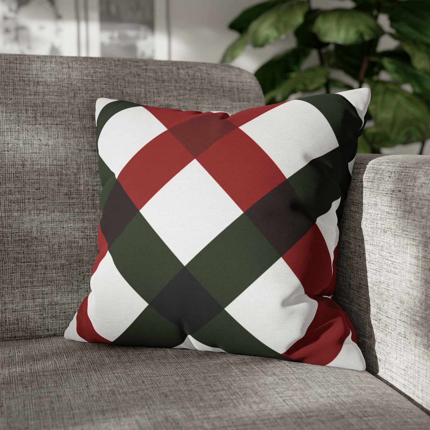 Duotone Gingham Christmas Pillow Cover