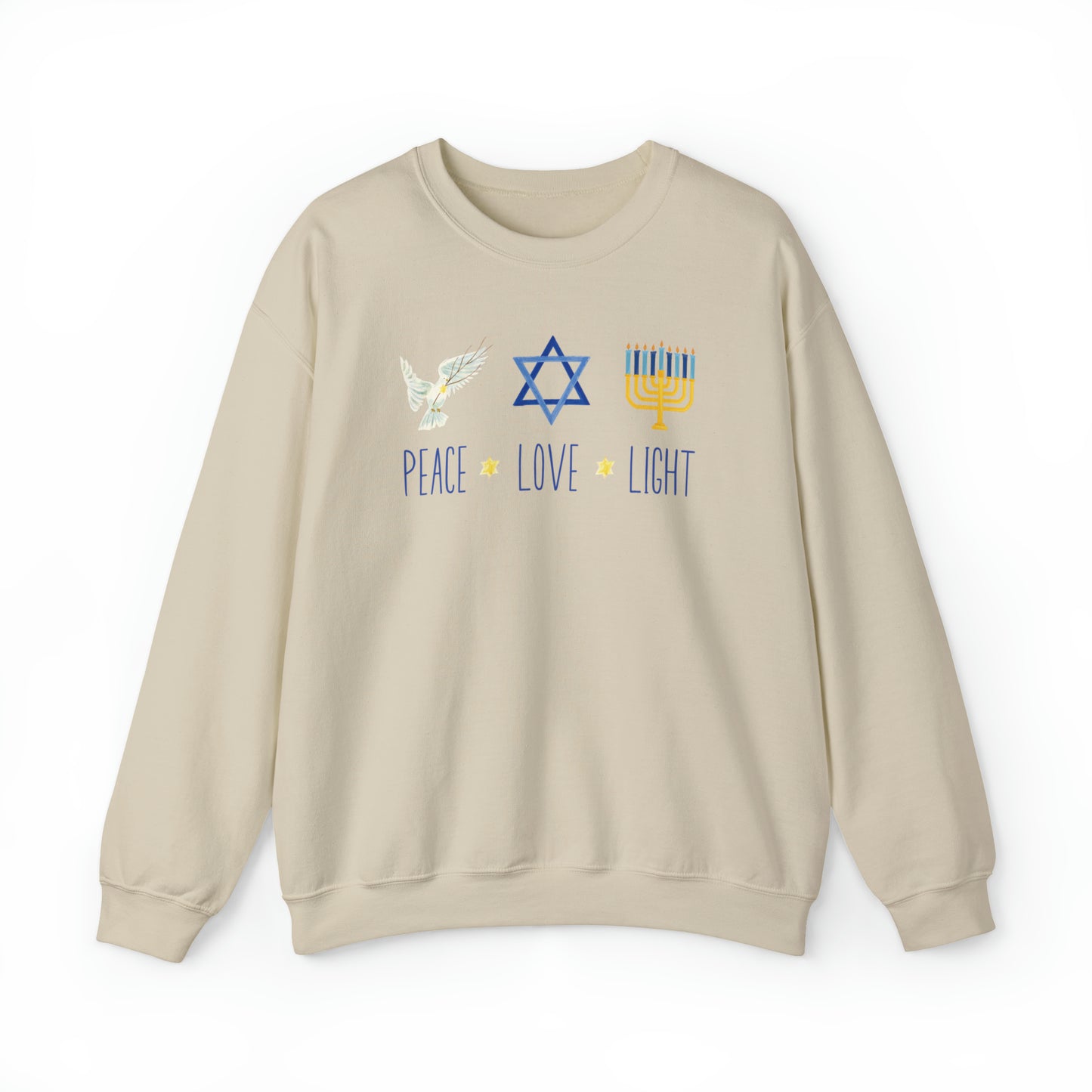 "Peace Love Light" Hanukkah Crewneck Sweatshirt