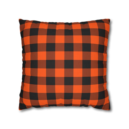 Black & Orange Gingham - Halloween Pillow Cover