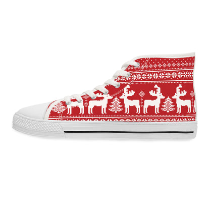 Reindeer Sweater - Women's High Top Christmas Sneakers