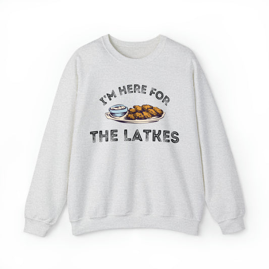 "Here For The Latkes" Hanukkah Crewneck Sweatshirt
