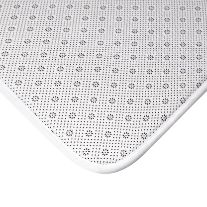 aviation merchandise, airplane patterned bath mat, close up of back