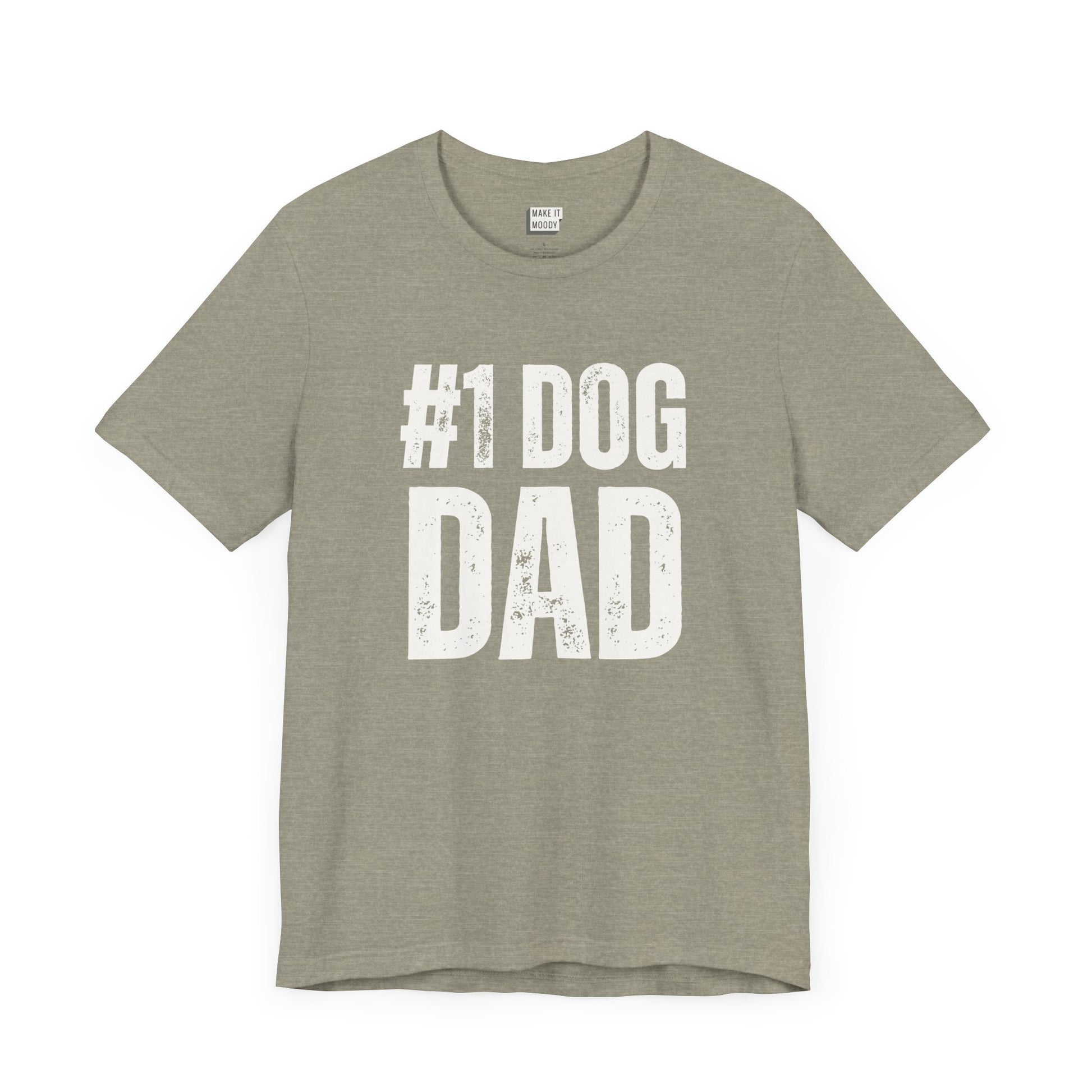 t-shirt that says #1 dog dad in bold lettering