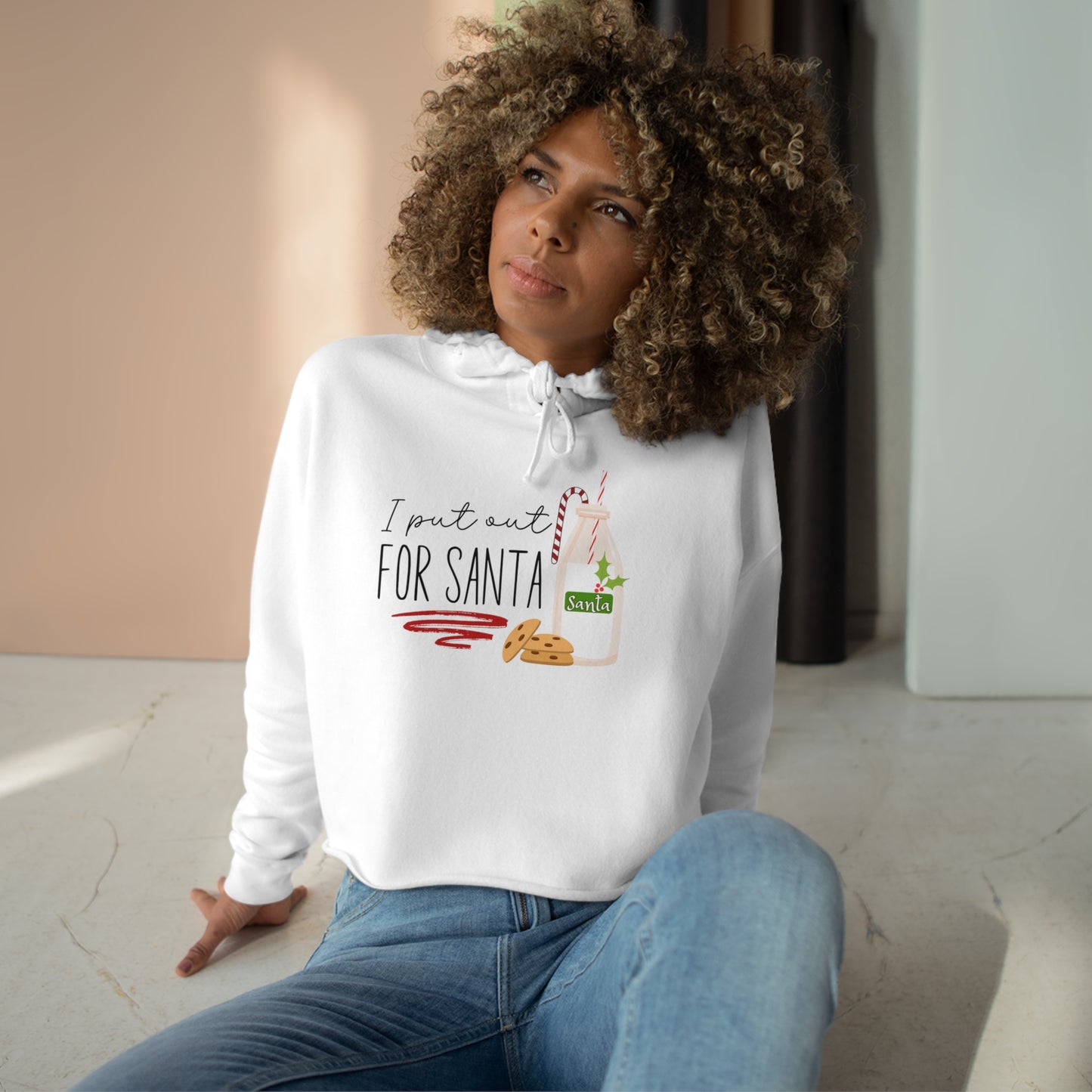 "I Put Out For Santa" Cropped Christmas Hoodie