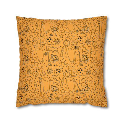 Sketchy Halloween, Orange - Halloween Pillow Cover