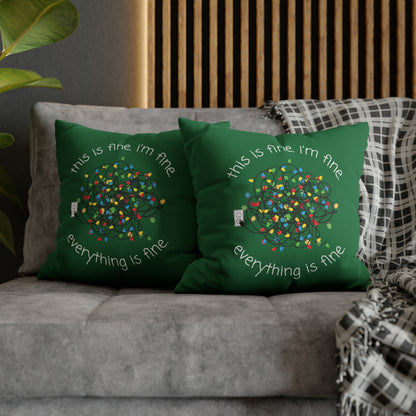 "Everything is Fine" Christmas Pillow Cover, Green