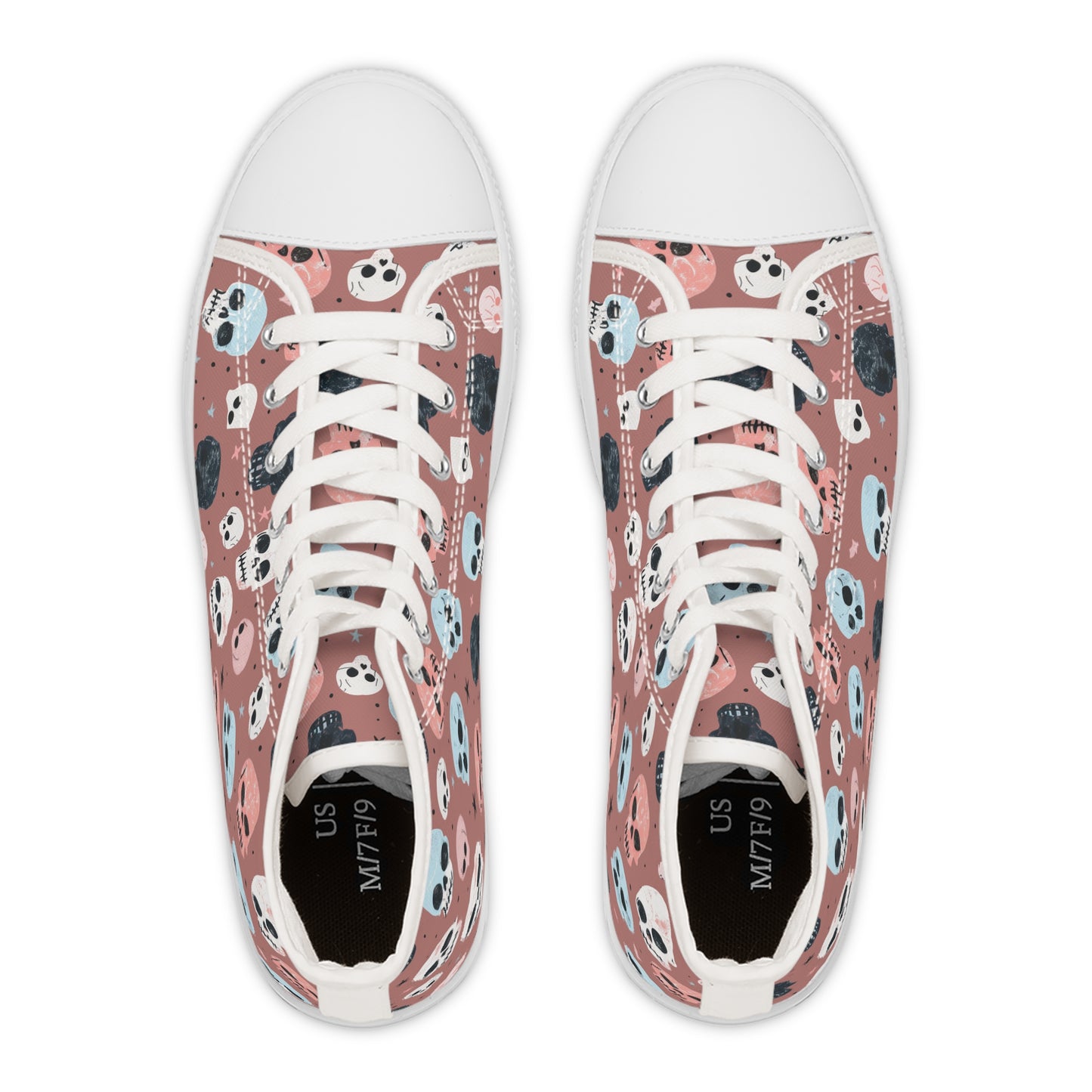 Mauve Watercolor Skulls - Women's High Top Halloween Sneakers