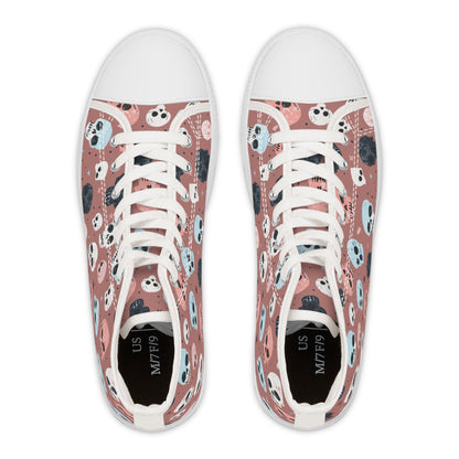 Mauve Watercolor Skulls - Women's High Top Halloween Sneakers