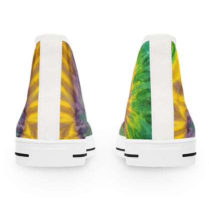 Mardi Gras Tie Dye Print High-Top Sneakers for Women