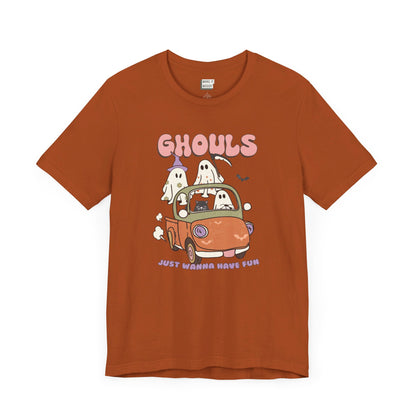 retro style t-shirt with the lettering ghouls just wanna have fun