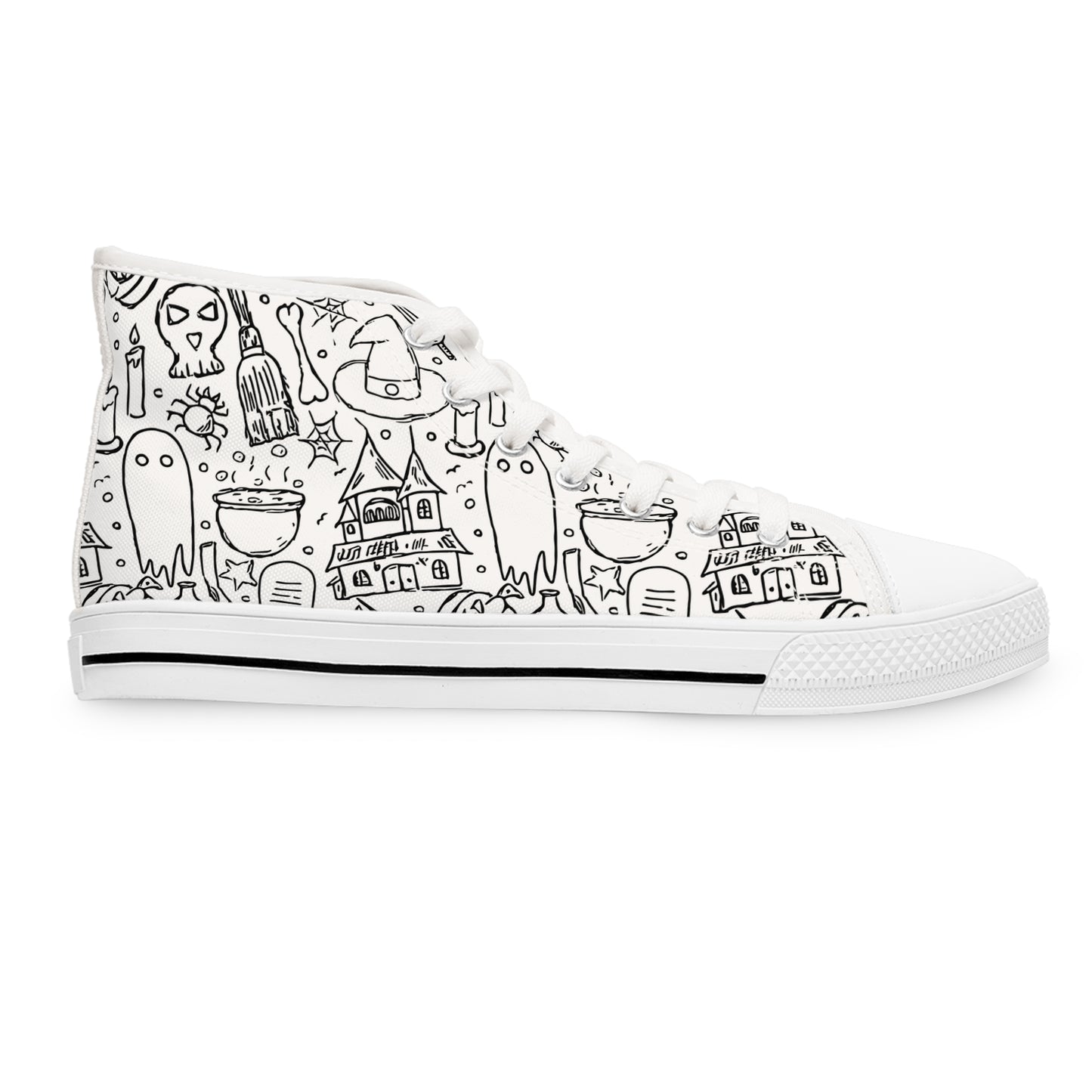 Sketchy Scene - Women's High Top Halloween Sneakers