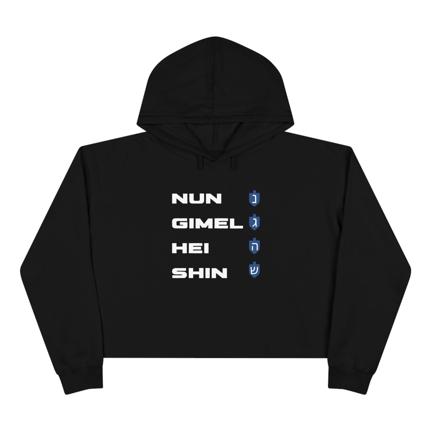 "Nun Gimel Hei Shin" Cropped Hanukkah Hoodie