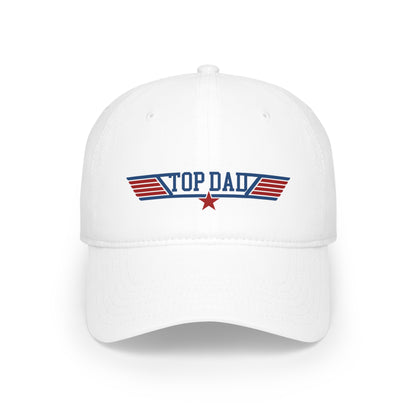 "top dad" aviation hat in white, front