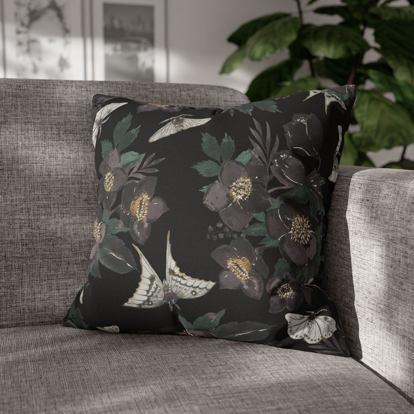 Moths & Florals - Halloween Pillow Cover