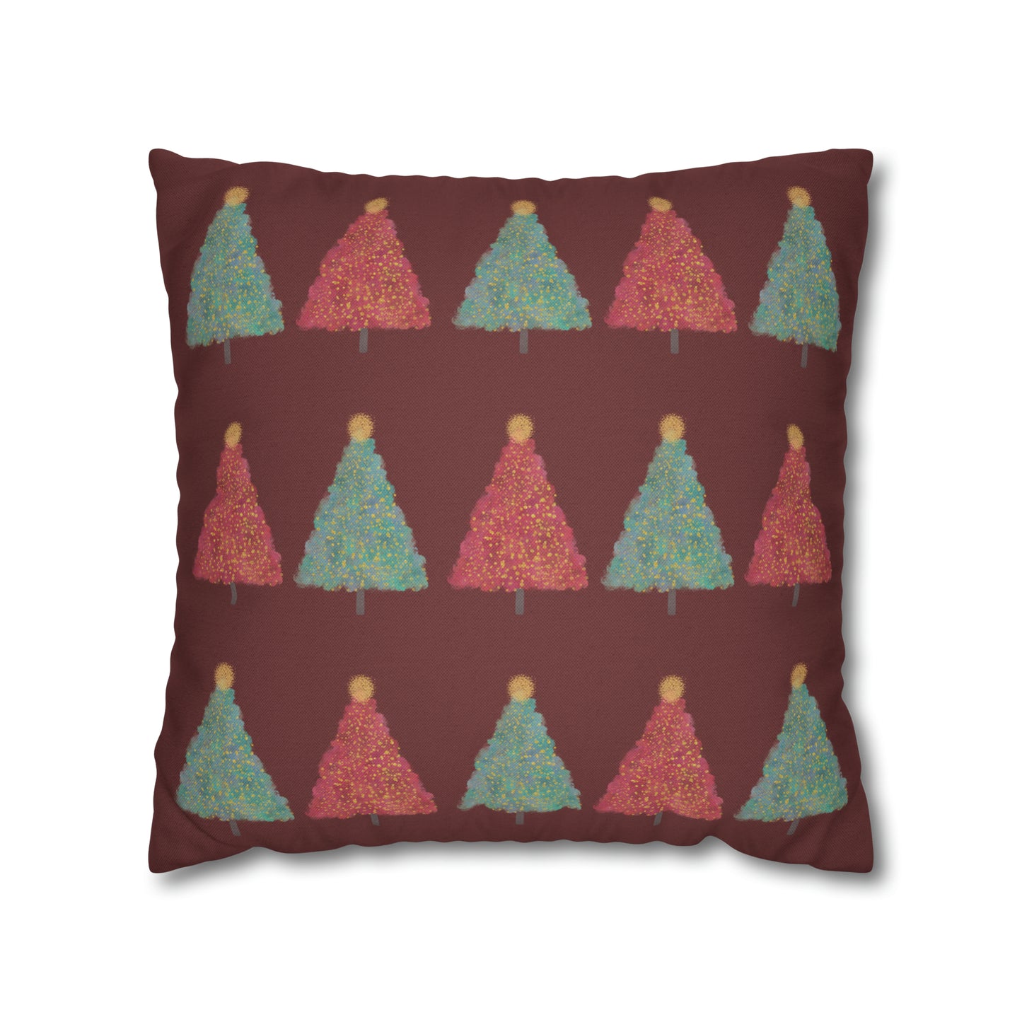 Tree Pattern Christmas Pillow Cover, Maroon