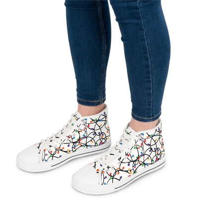 Christmas String Lights - Women's High Top Christmas Sneakers