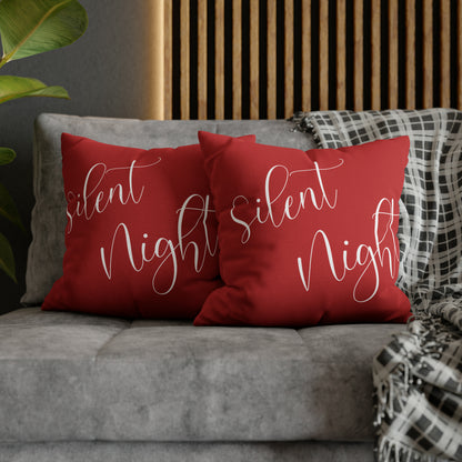 "Silent Night" Christmas Pillow Cover, Red