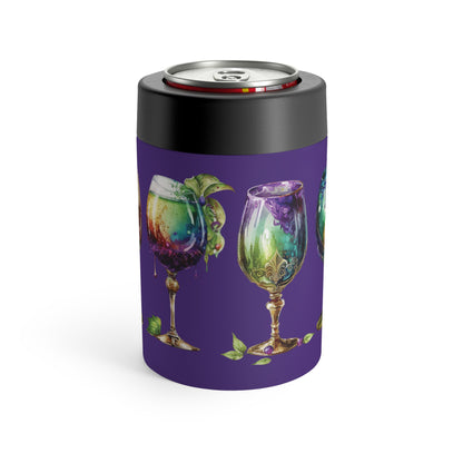 Watercolor Goblet Mardi Gras Can Cooler