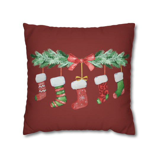 Stockings Christmas Pillow Cover, Red