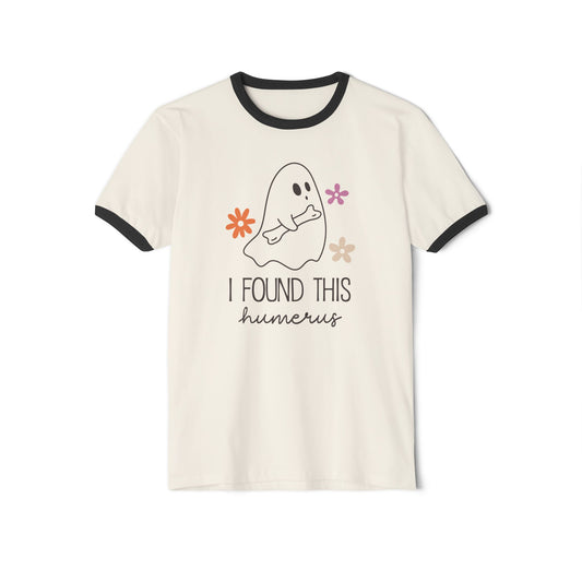 "I Found This Humerus" - Unisex Cotton Ringer Halloween T-Shirt