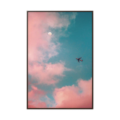 "Cotton Candy Skies" Airplane - Themed Framed Gallery Wrapped Canvas