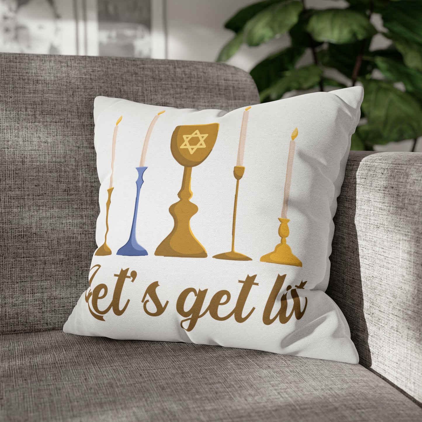 "Let's Get Lit" Hanukkah Pillow Cover