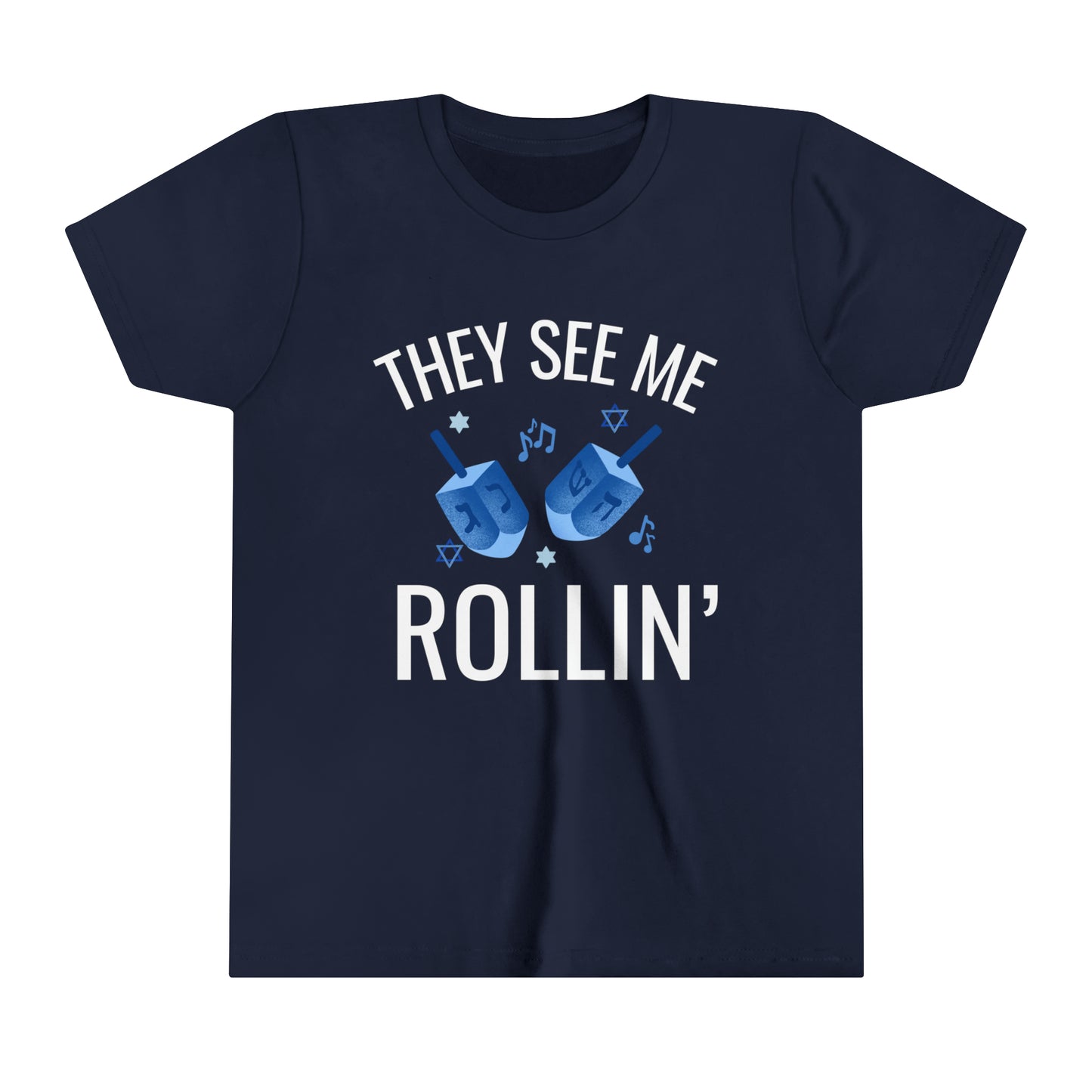 Youth Hanukkah Tee - "They See Me Rollin'"