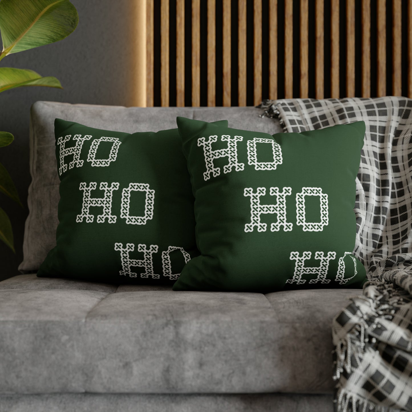 Ho Ho Ho Christmas Pillow Case, Green