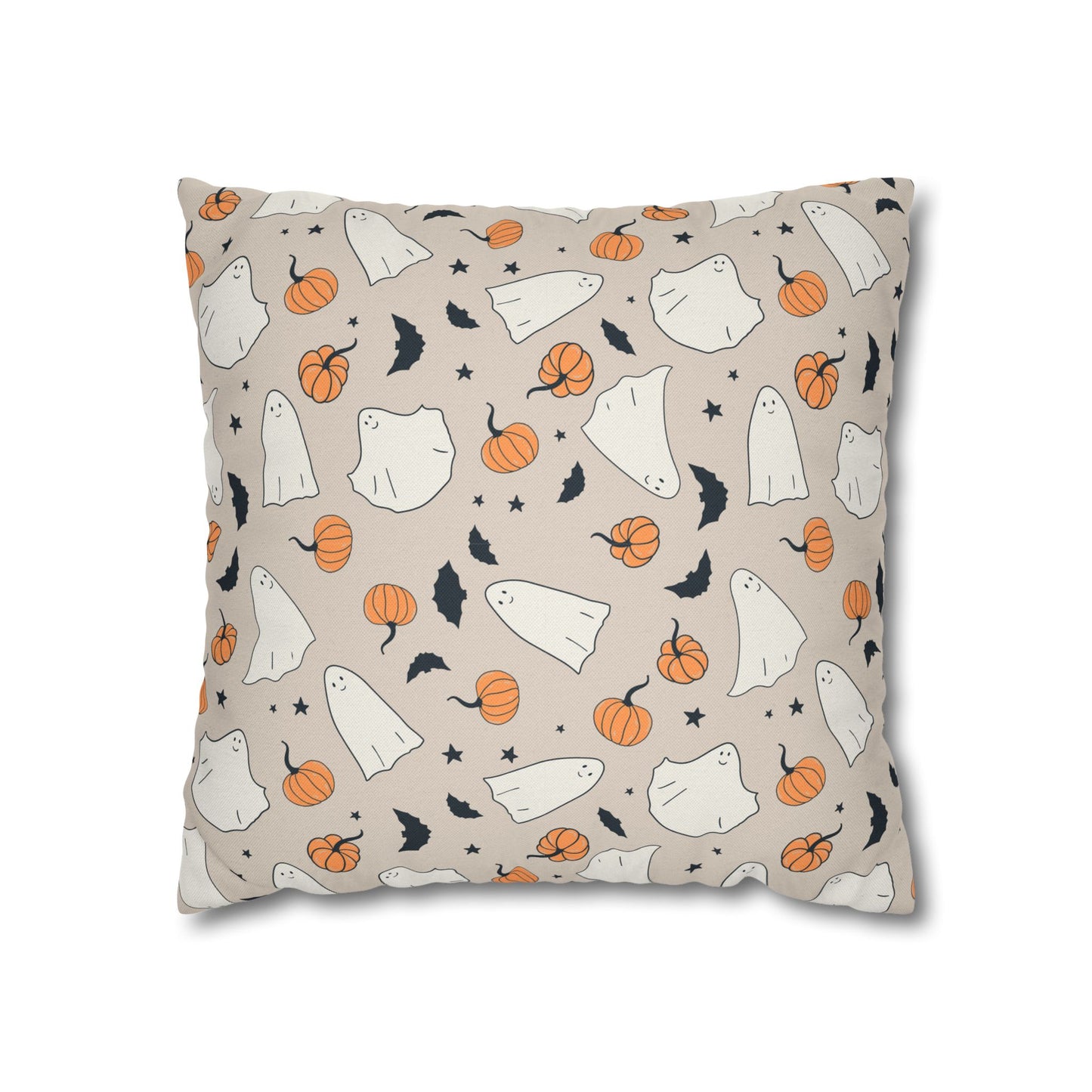 Retro Ghosts, Beige - Halloween Pillow Cover