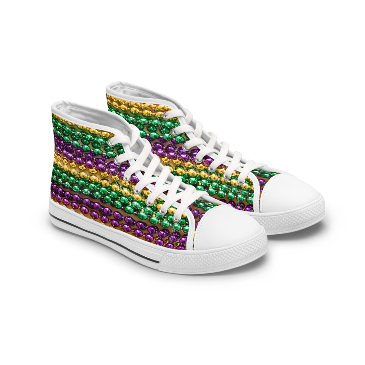 Mardi Gras Bead Print High-Top Sneakers for Women