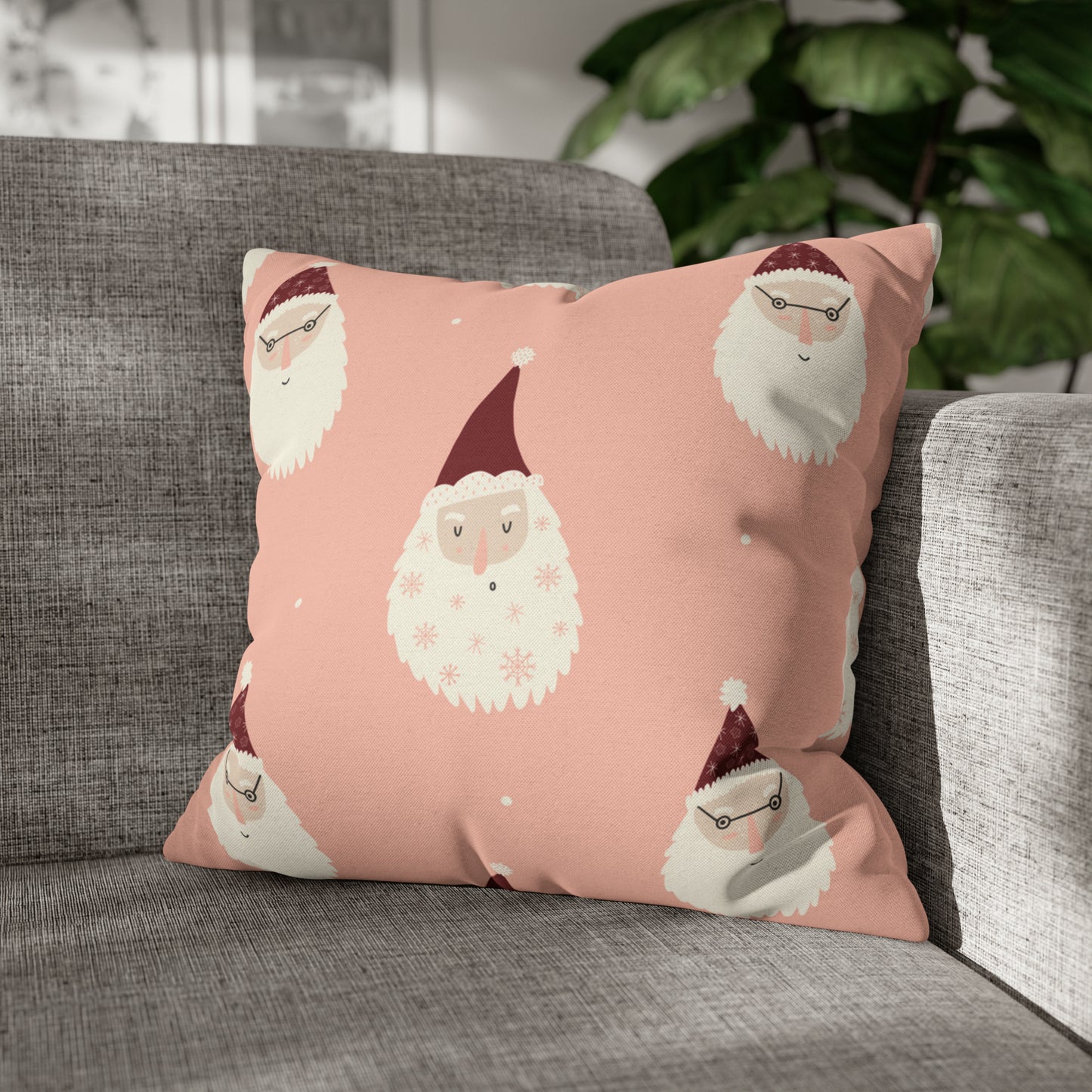 Pink Santa Christmas Pillow Cover