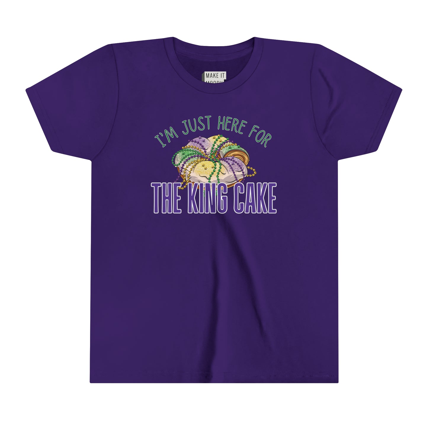 "I'm Just Here for the King Cake" Mardi Gras Tee for Kids