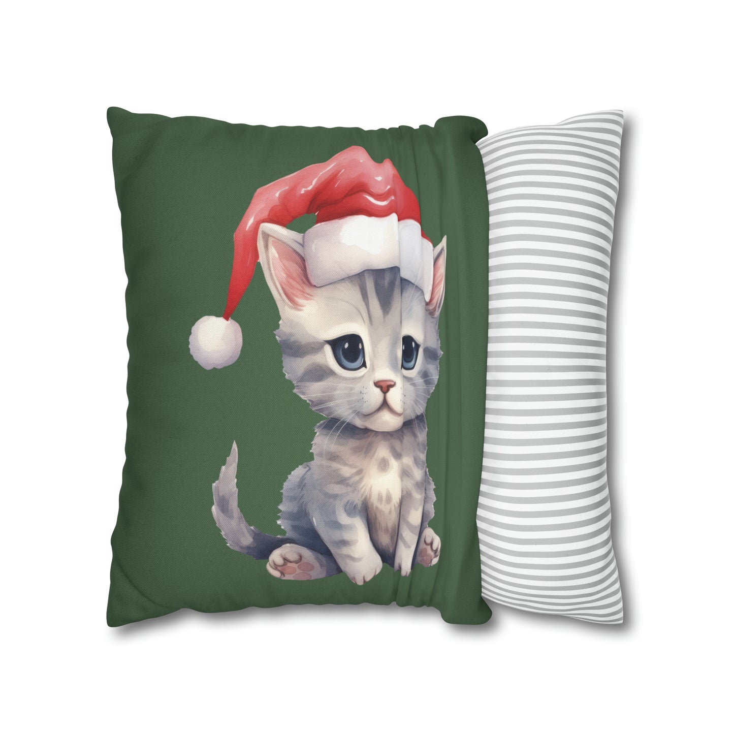 Grey Kitten Christmas Pillow Cover