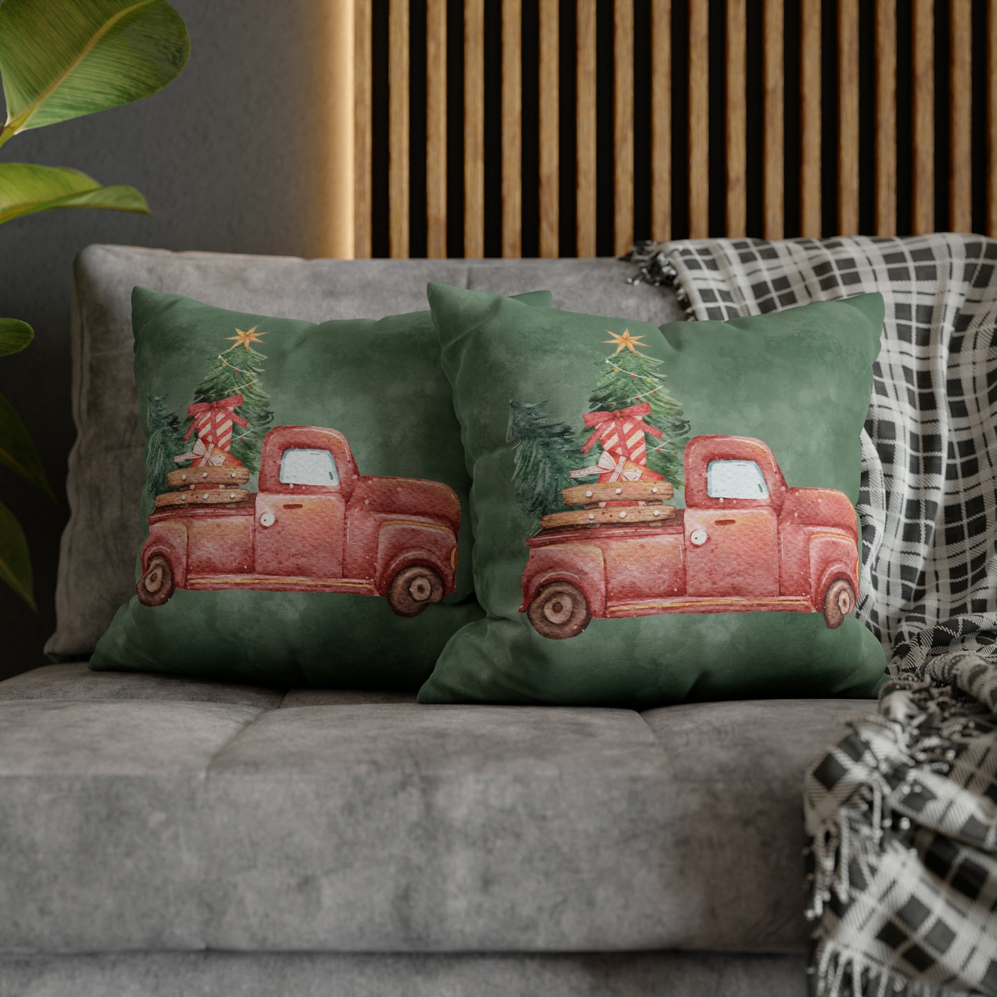 Red Truck Christmas Pillow Cover