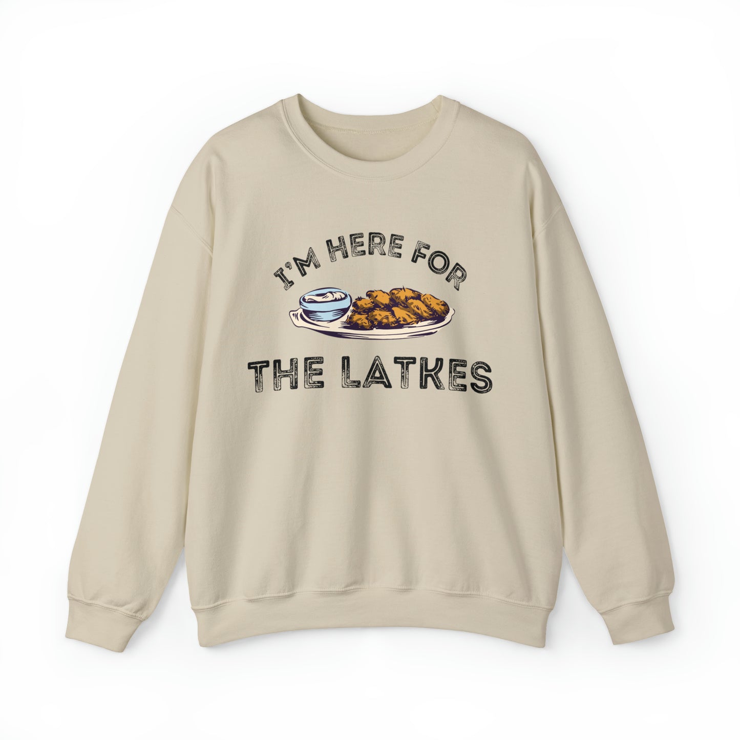 "Here For The Latkes" Hanukkah Crewneck Sweatshirt