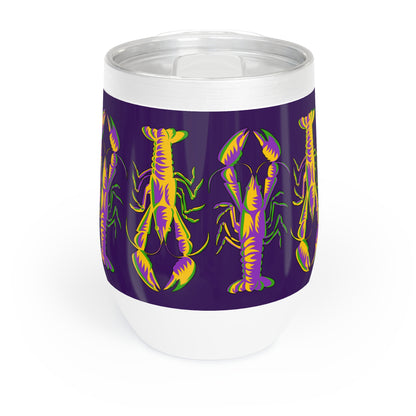 mardi gras themed wine tumbler with crawfish print