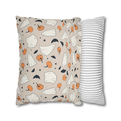 Retro Ghosts, Beige - Halloween Pillow Cover