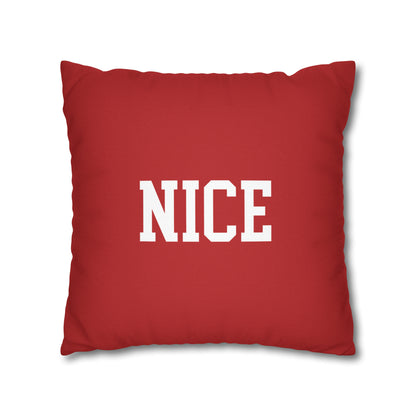 "Naughty" or "Nice" Christmas Pillow Cover, Red & Green