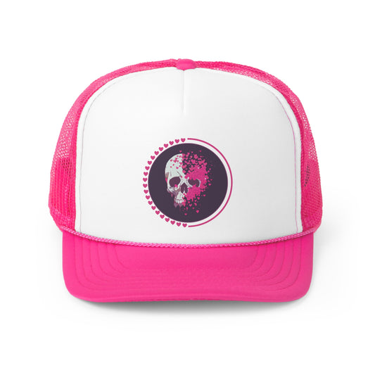 Heart Skull Halloween Trucker Hat