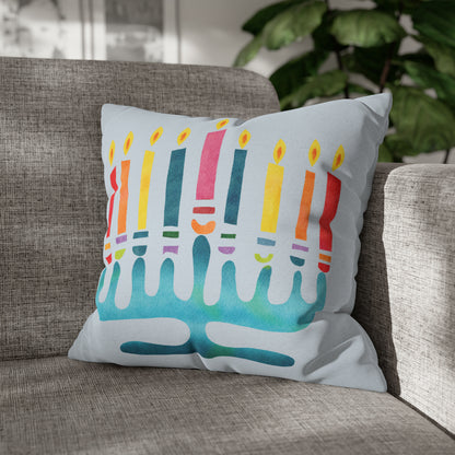 Watercolor Menorah Hanukkah Pillow Cover