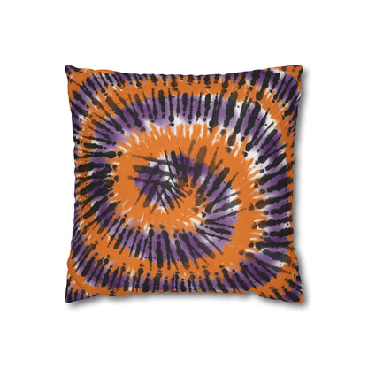 Orange, Black, & Purple Tie Dye - Halloween Pillow Cover