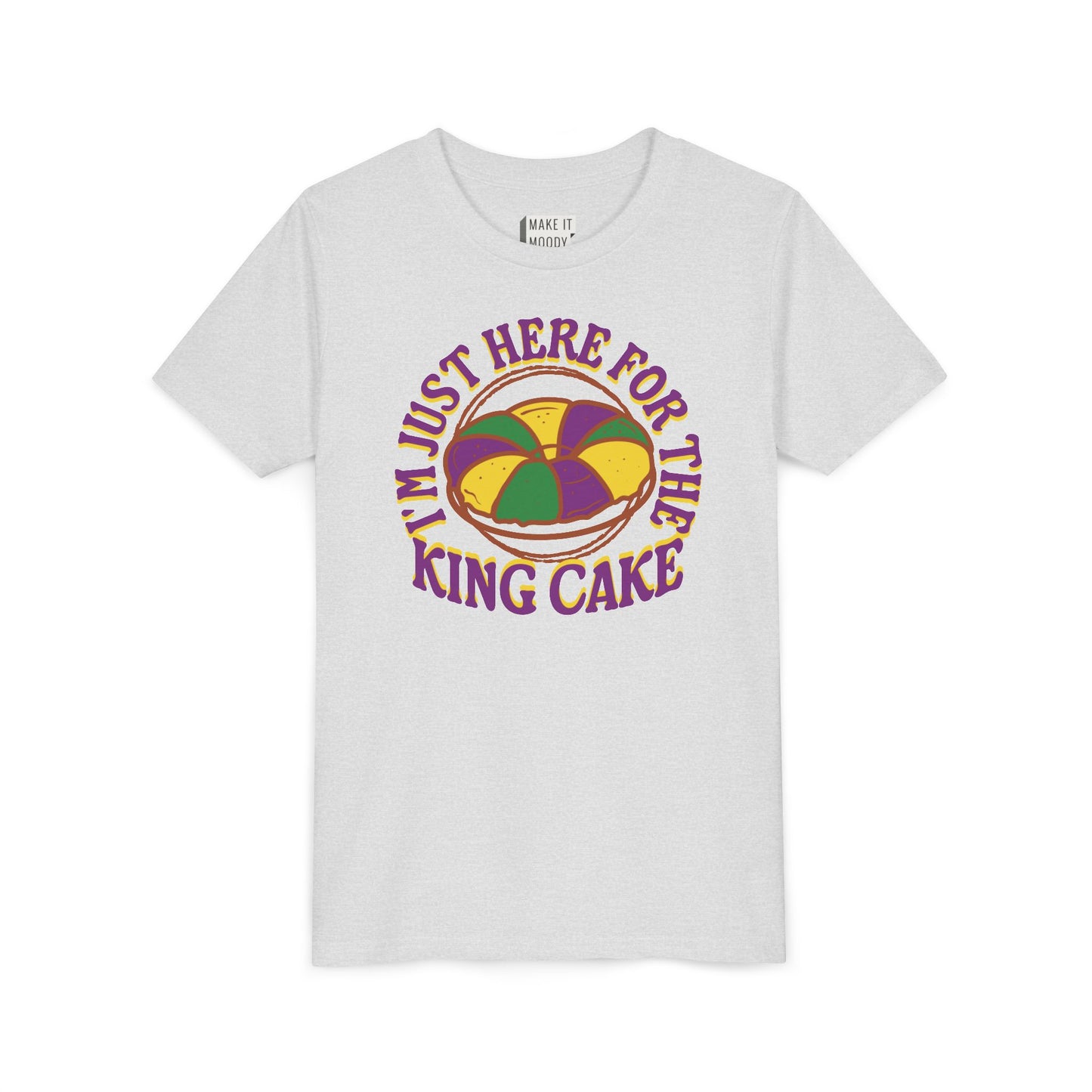 YOUTH "I'm Just Here for the King Cake" Mardi Gras Tee for Kids