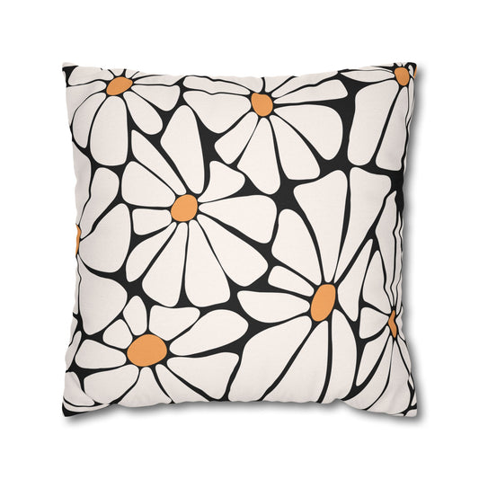 Daisy Dreams Pillow Cover - Black